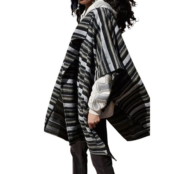 Free People Jackson Oversized Striped Poncho, MSRP $148 New with Tag - Picture 2 of 8